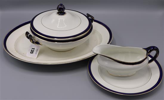 Staffordshire blue bordered part dinner service(-)